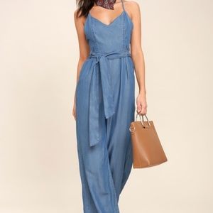 Lulus Blue Chambray Jumpsuit